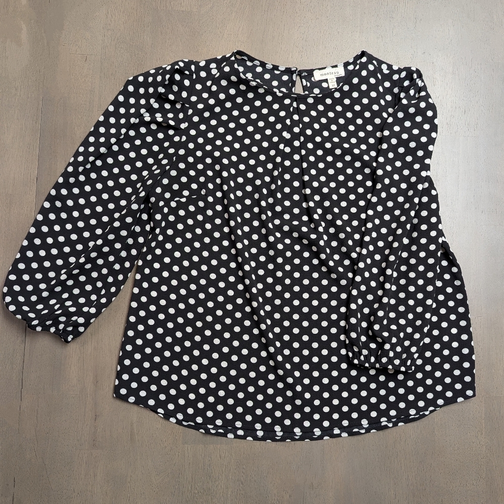 Monteau Black and White Polka Dot Blouse